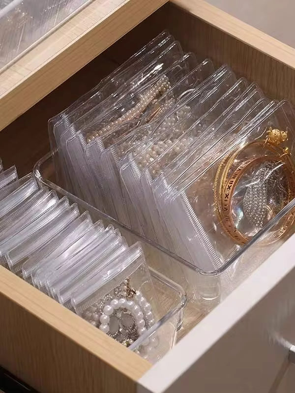 100/10pcs Jewelry Storage Bags, Sealed Jewelry Pouches, Small Transparent Jewelry Bags, Earring Organizer Bags, Anti-Tarnish Jewelry Bags